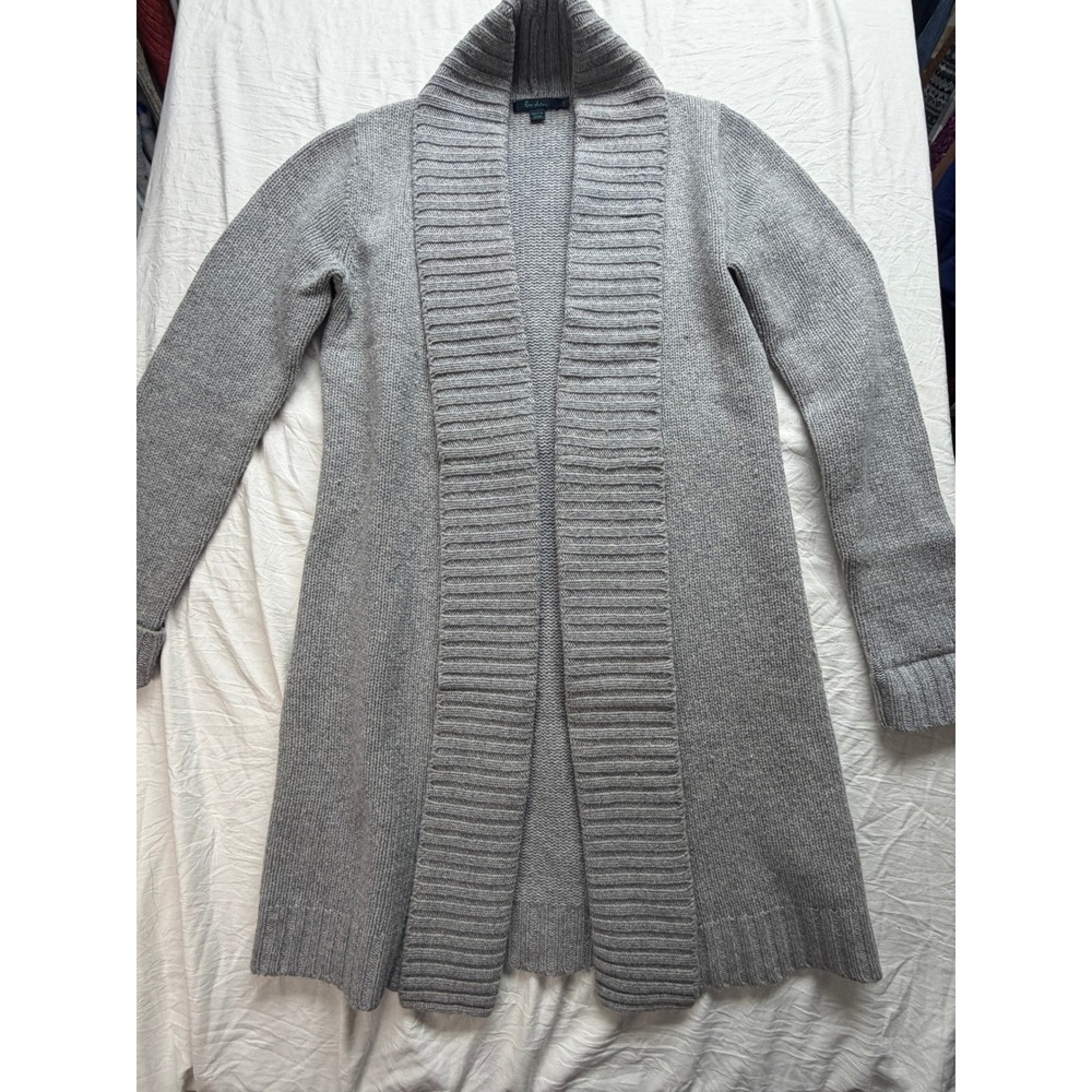 Boden Womens Grey Ribbed  Open Front Longline Cardigan Sweater Size 10